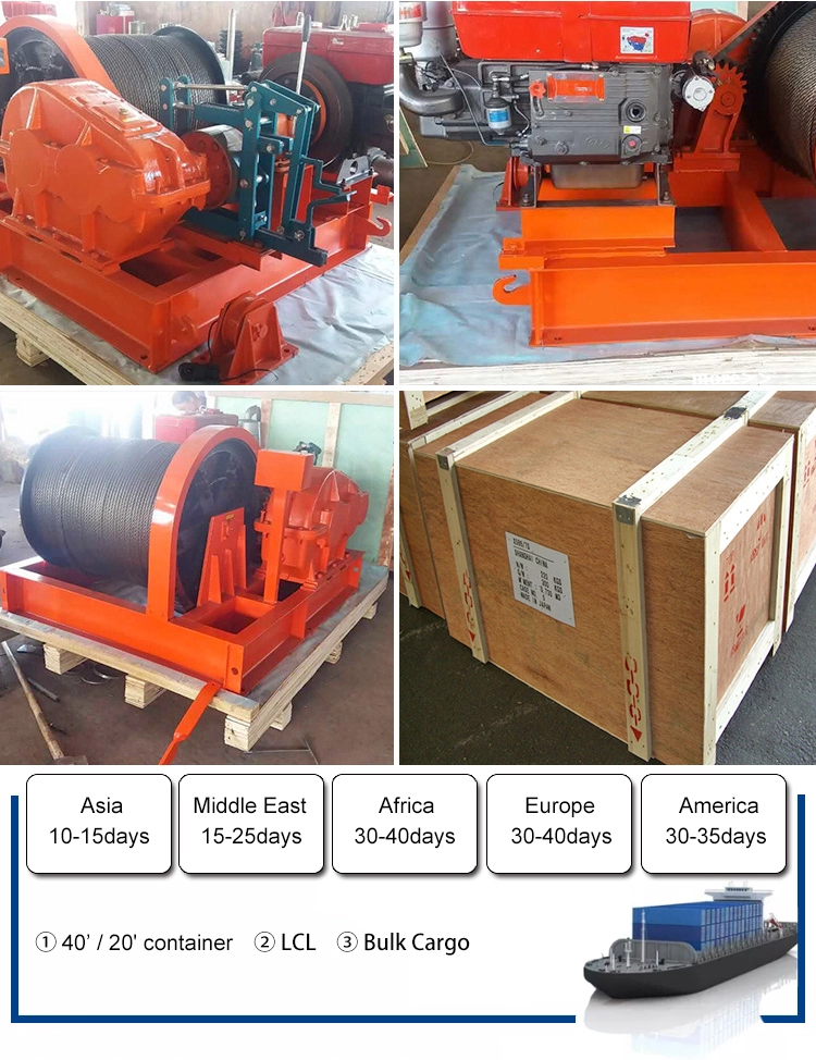 1000 m horizontal pulling  Diesel engine motorize drive winch